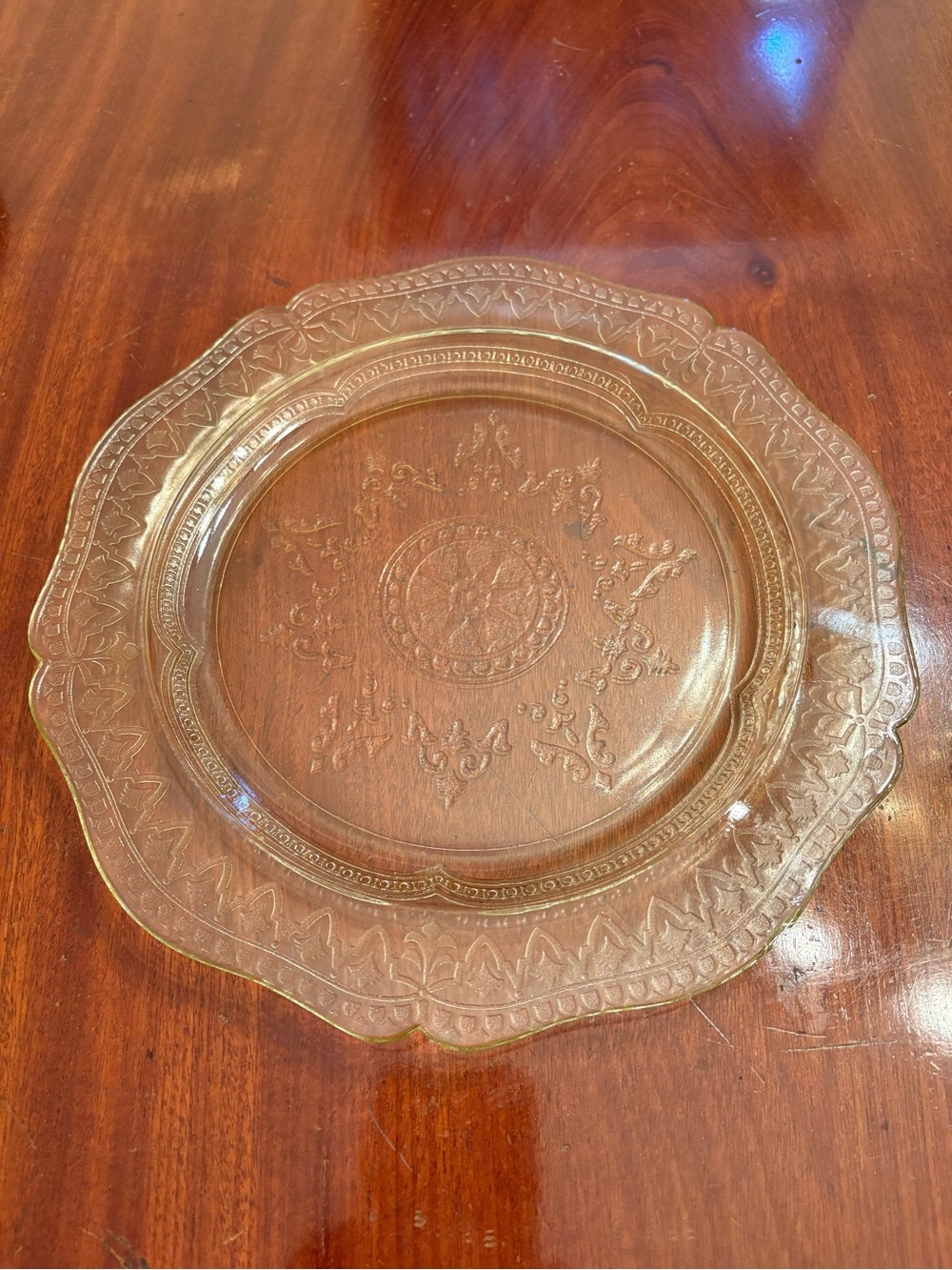 Vintage Federal Glass Patrician SpokeYellow Amber Depression Glass Platter, 11”